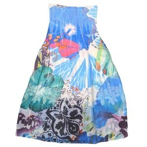 Lapis One Size Stretch Blue Pink Green Floral A Line Bright Summer Dress